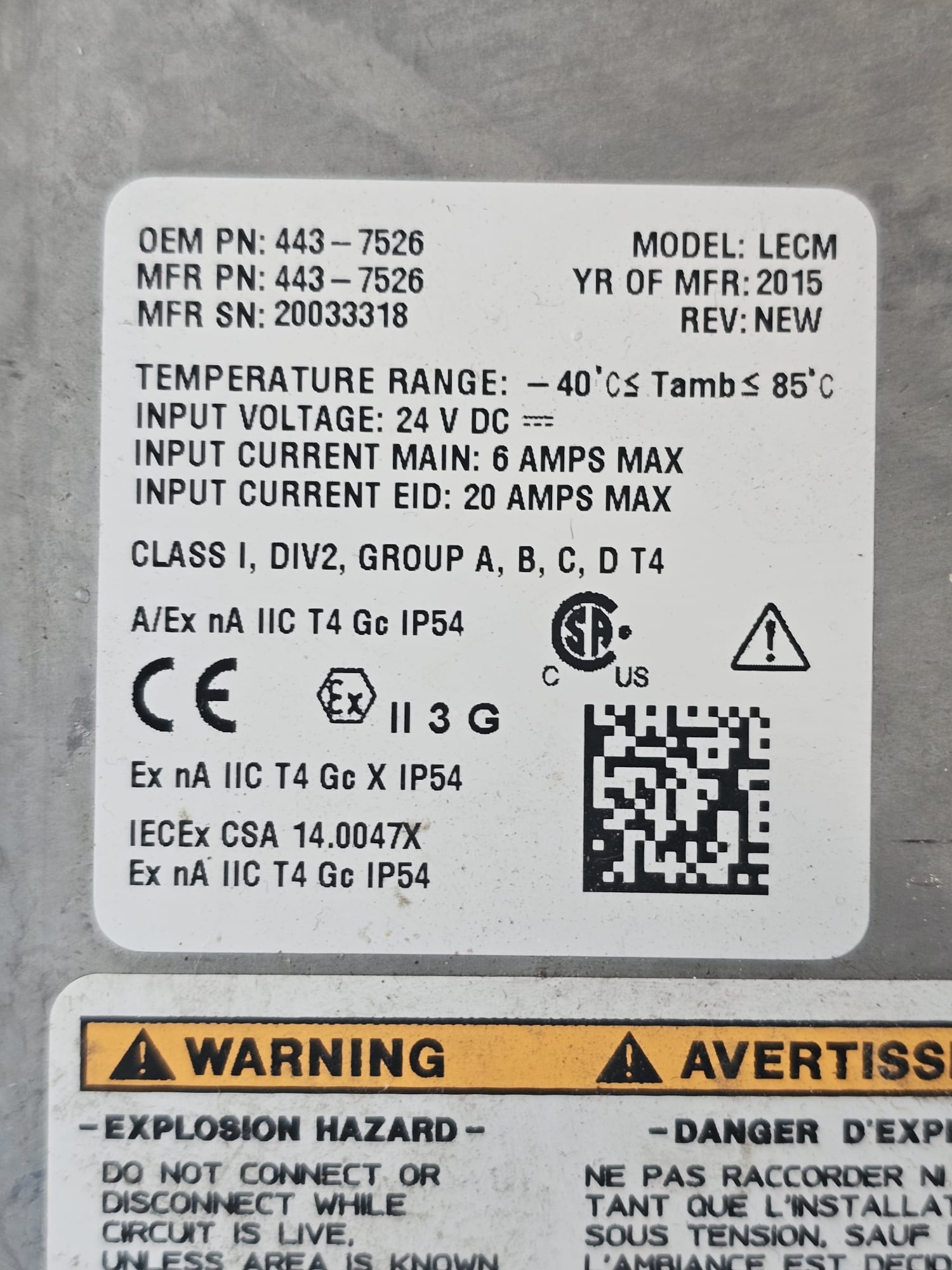 Electric Control Module ECU 443-7526 20033318