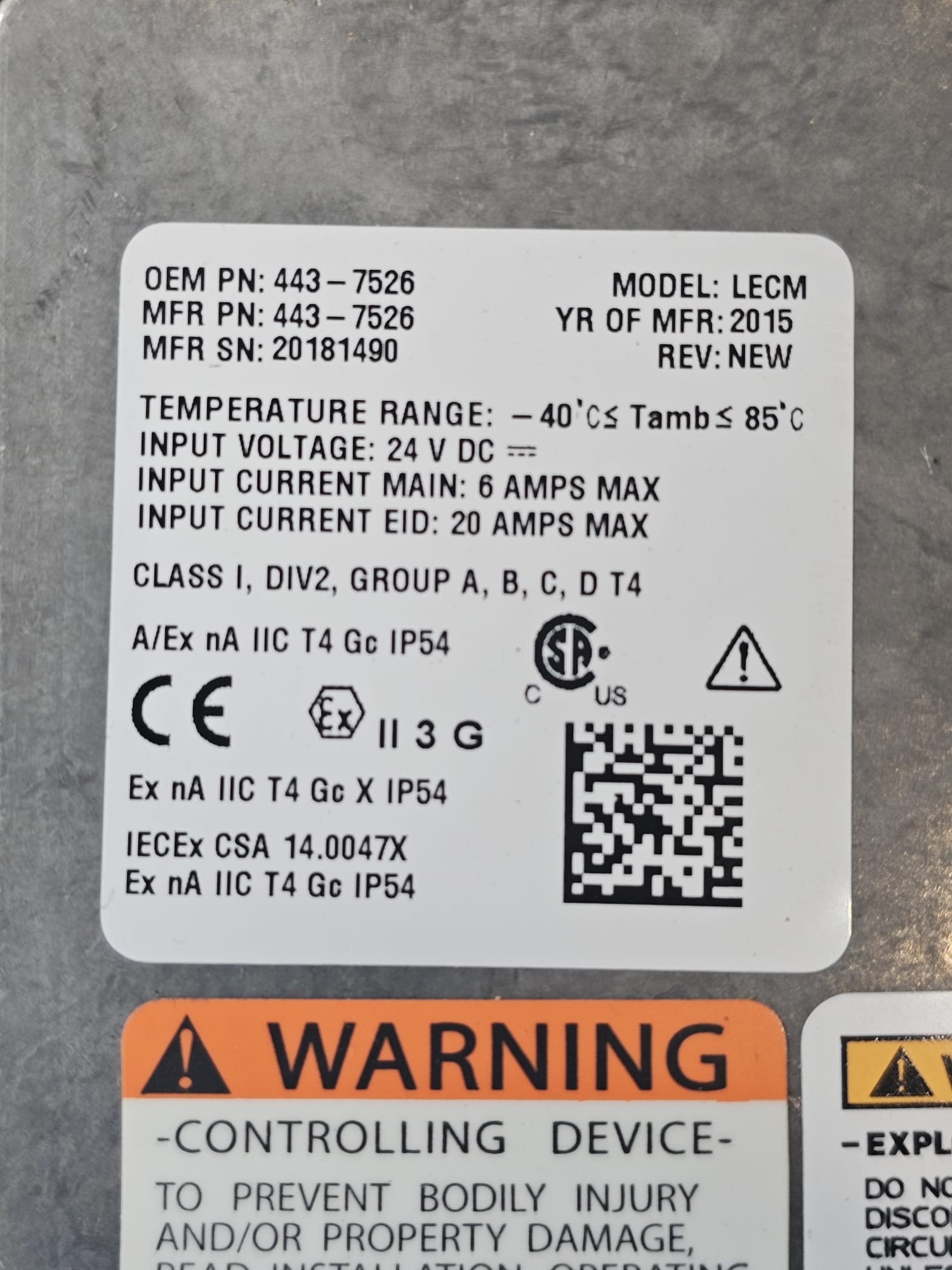 Electric Control Module ECU 443-7526 20033318